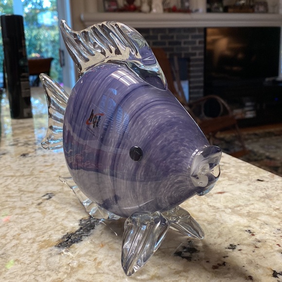 HQT Hand Blown / Made Glass Fish by HQT 9” Long - Picture 9 of 10